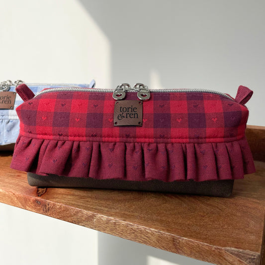 Francesca Ruffle Box Bag Sample - Queen of Hearts in Maraschino
