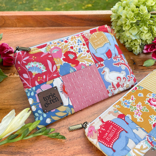 Patchwork Zipper Pouch Sample - Tilda 25th Jubilee Collection Red