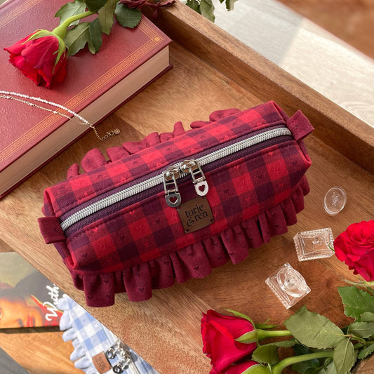 Francesca Ruffle Box Bag Sample - Queen of Hearts in Maraschino