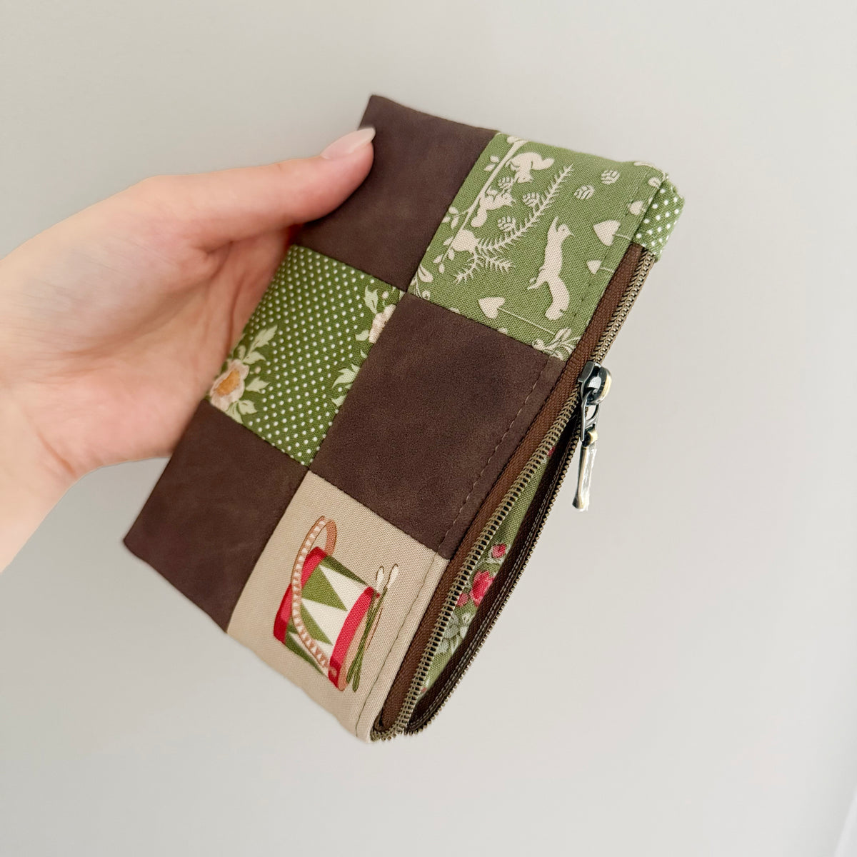 Patchwork Zipper Pouch Sample - Rare Tilda Merry Little Christmas Green