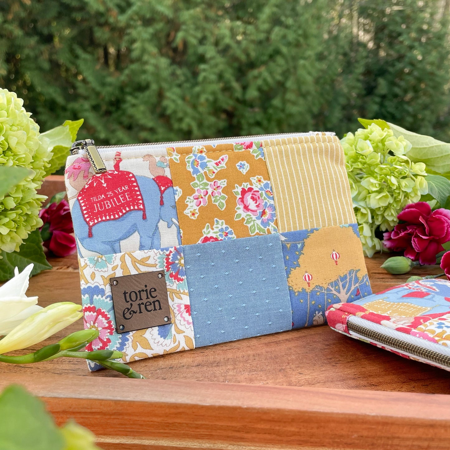 Patchwork Zipper Pouch Sample - Tilda 25th Jubilee Collection Gold