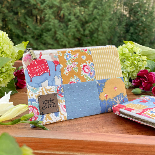 Patchwork Zipper Pouch Sample - Tilda 25th Jubilee Collection Gold