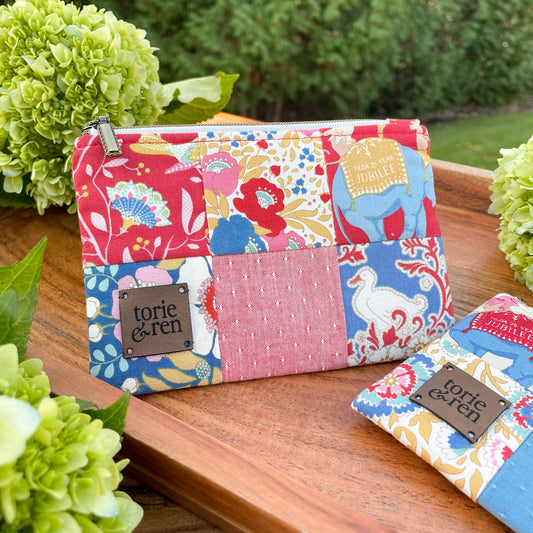 Patchwork Zipper Pouch Sample - Tilda 25th Jubilee Collection Red