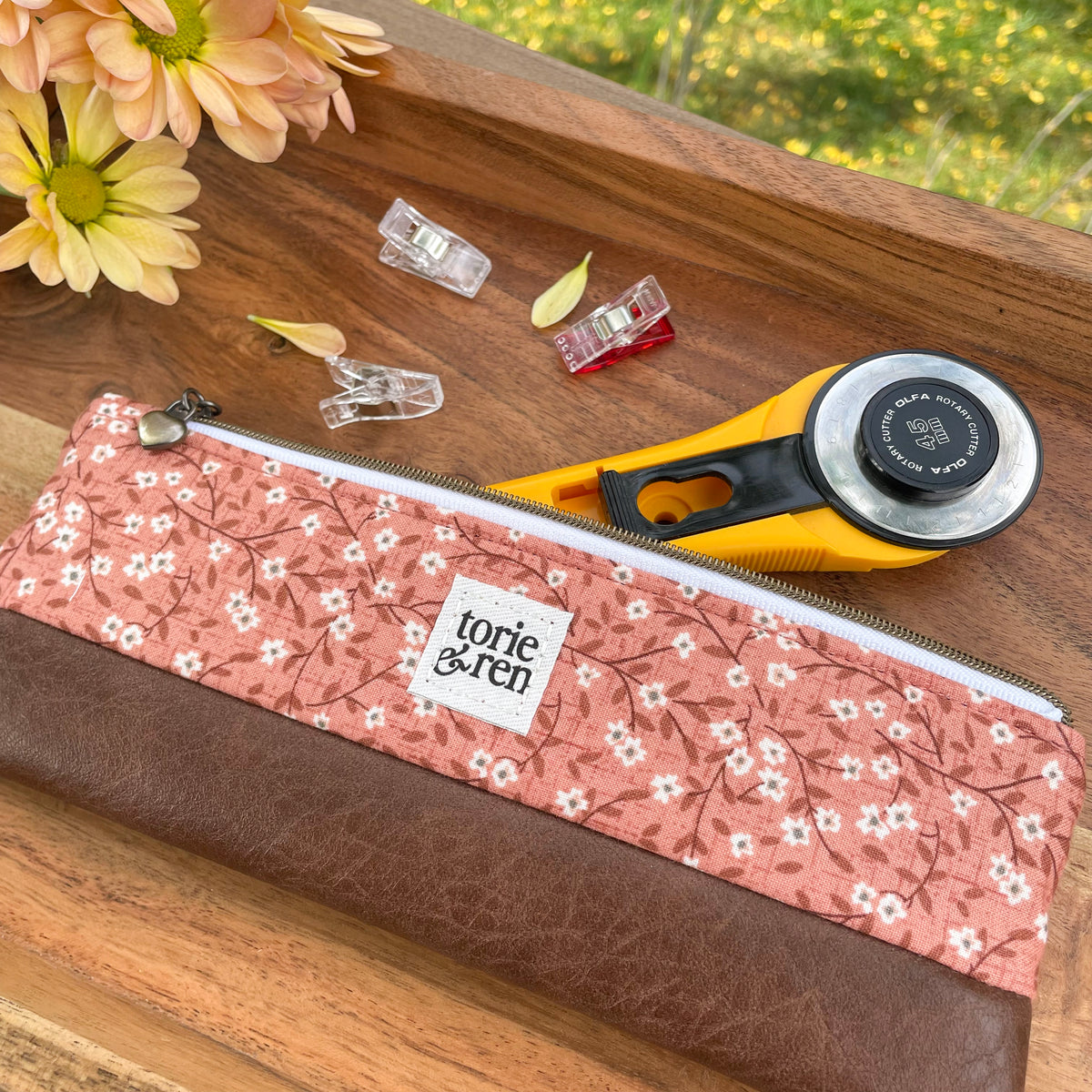 Pen Pal Pencil Case Sample - Klara Coral Ditsy Floral